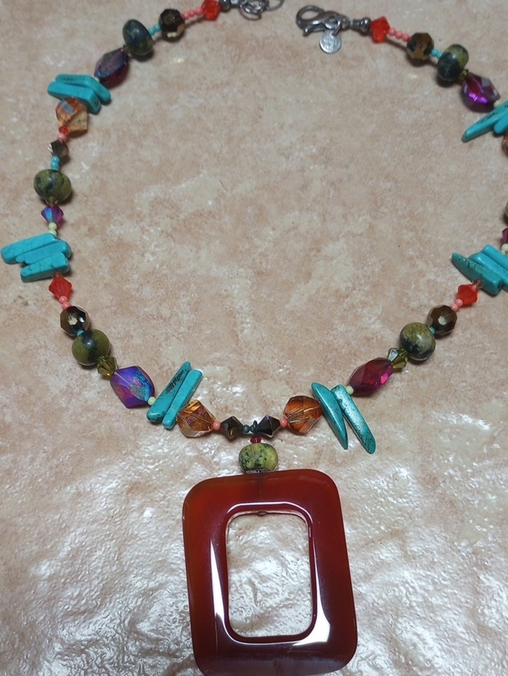 Emily Ray Turquoise, Brown & Multicolor Beaded Pendant Necklace - Picture 6 of 7
